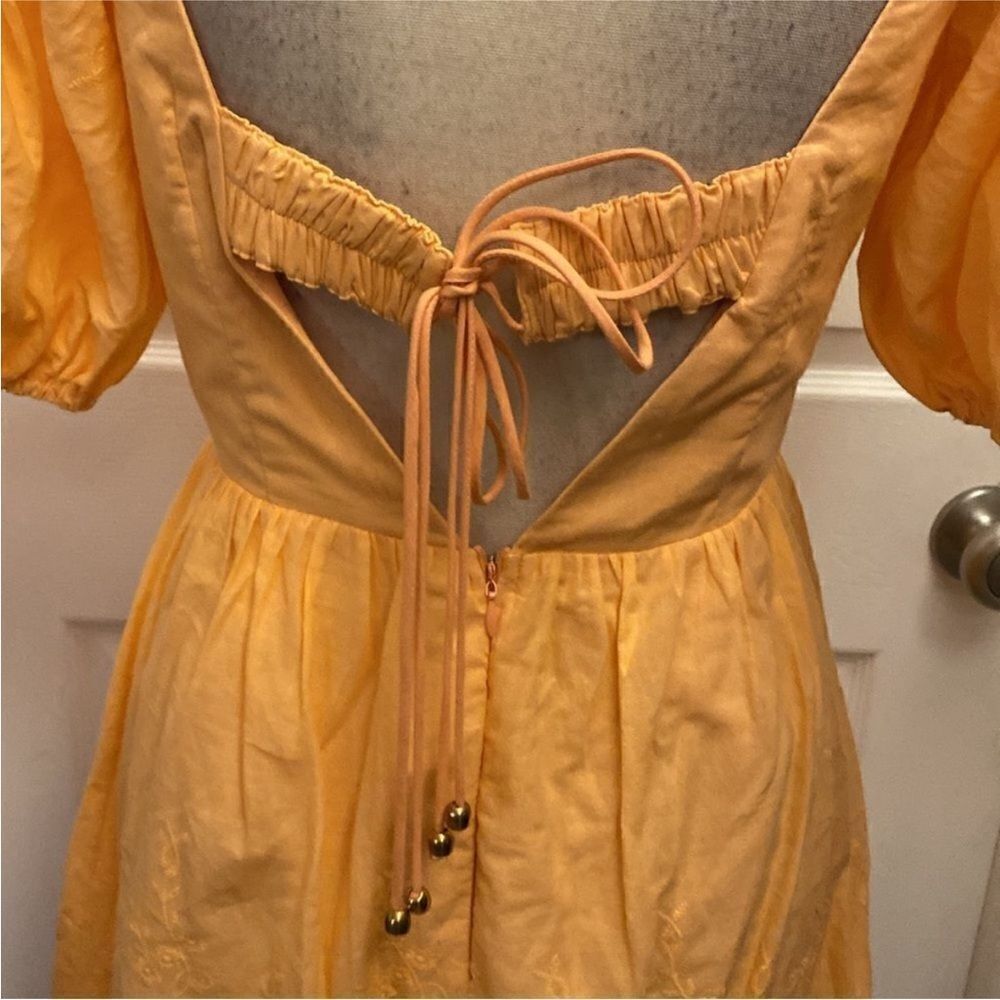 Indian 100% cotton Elegant Orange Lace Trim Dress, M - Picture 12 of 14